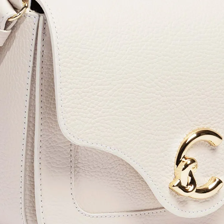 COCCINELLE C me Grain Leather Crossbody Bag, Shoulder Bag Small Size Women's White-2