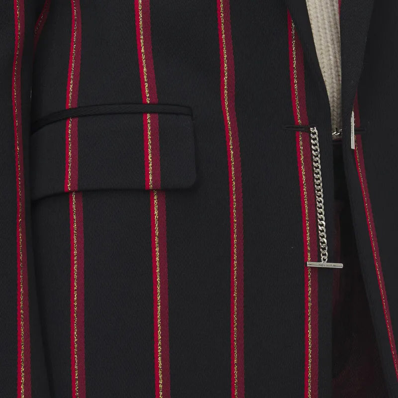 Alexander McQueen T Bar Chain Fastened Striped Blazer-5