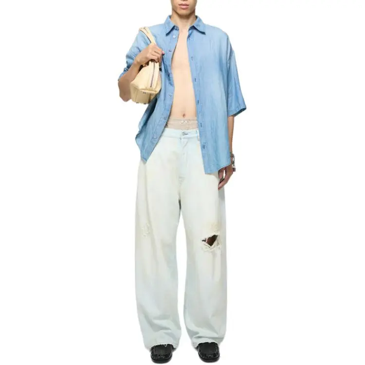 Acne Studios Wide Leg Distressed Jeans-3