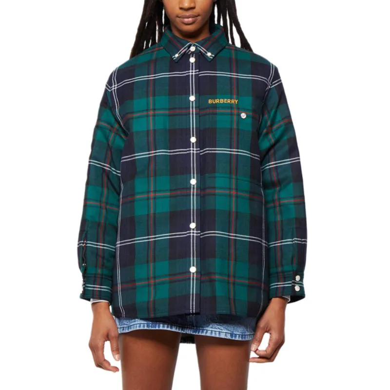 Burberry Embroidered Logo Check Overshirt 'Dark Viridian Green'-2