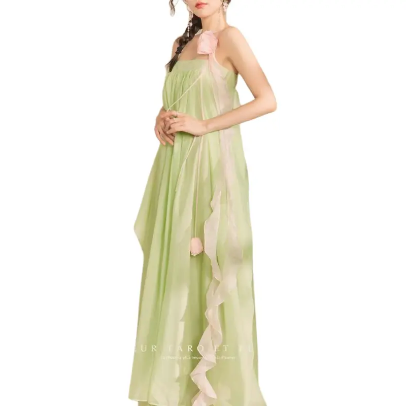 QIAOYUHUAZUN Slip Dresses Women's Green-1