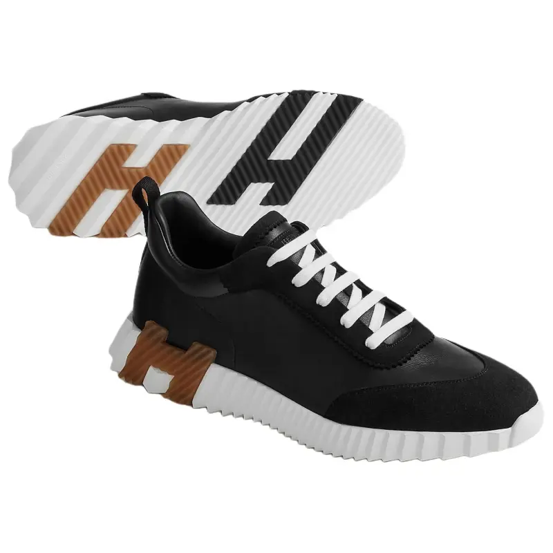 HERMES Bouncing Low Top Casual Shoes Men's Black-3