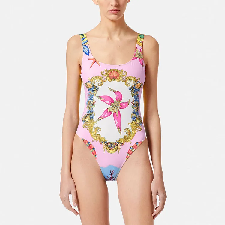 VERSACE Trésor De La Mer Print Swimsuit 'Light Blue/Multicolor'-1