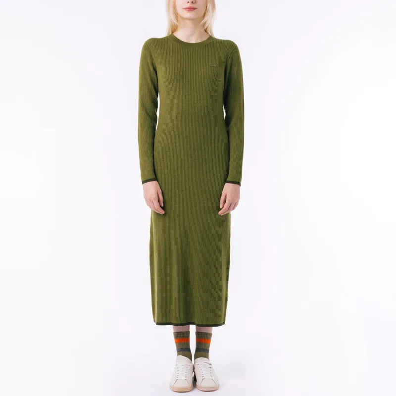 LACOSTE Long Sleeved Dress Women's Khaki Green-2