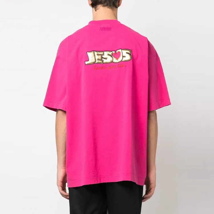 Vetements T-Shirts Men Peach Pink-1