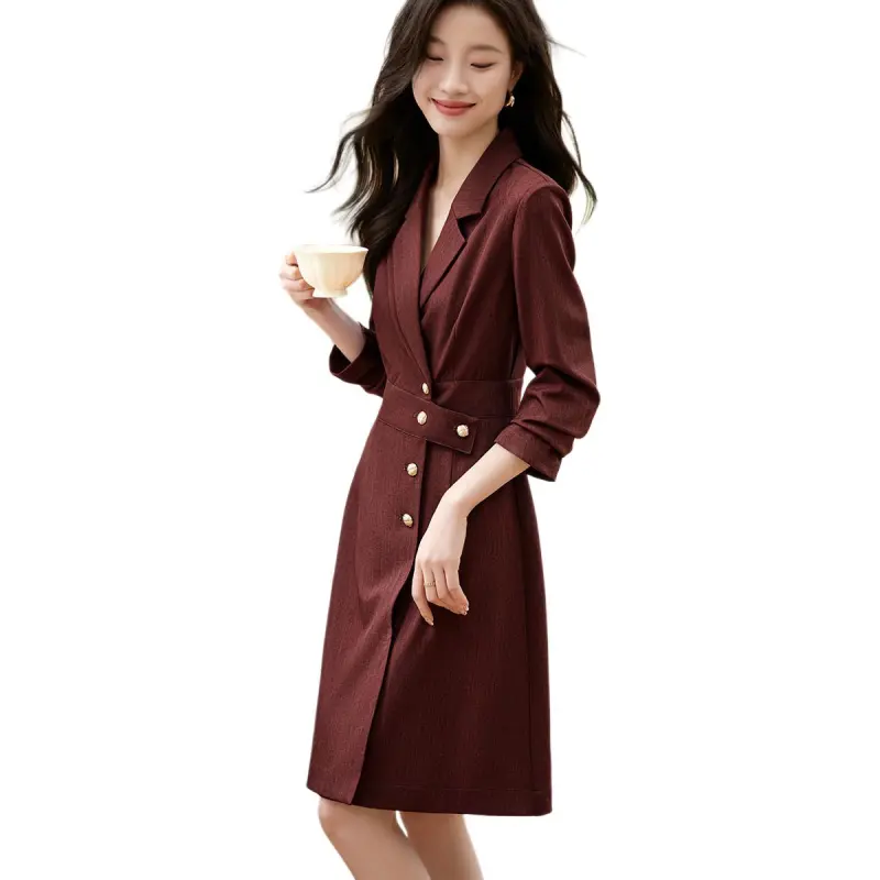 Mo Han Yi Mei Long Sleeved Dresses Women's Red-4