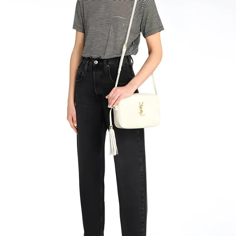 SAINT LAURENT LOU Quilting Leather Camera Bag Shoulder Bag Crossbody Bag Women's White-3
