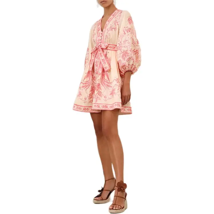 Zimmermann SS25 Long Sleeved Dress Unisex Pink-5
