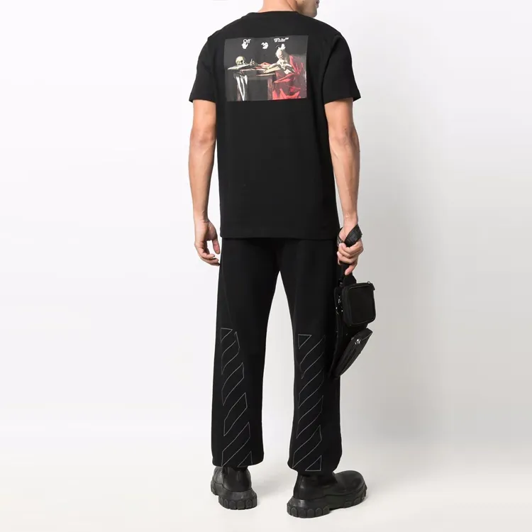 OFF WHITE Drowning Man Logo Caravaggio Saint Jerome Writing Print T Shirt-3