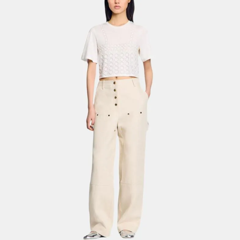 Sandro Beaded Cropped T shirt-3