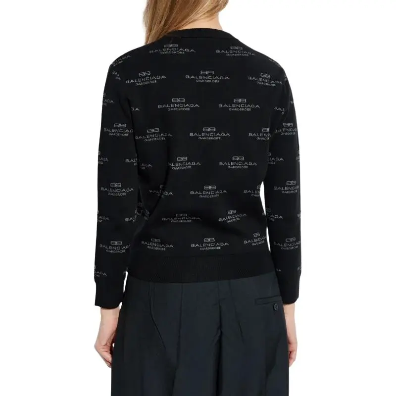 Balenciaga Allover Logo Zipped Knit Cardigan-3