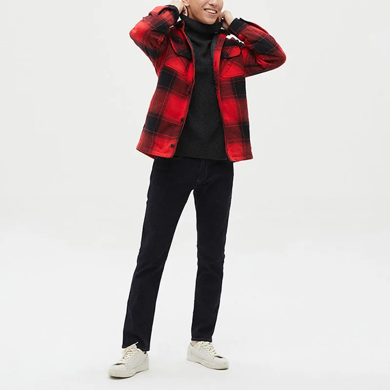 GAP Puffer Jacket Men's Black Red Plaid-3