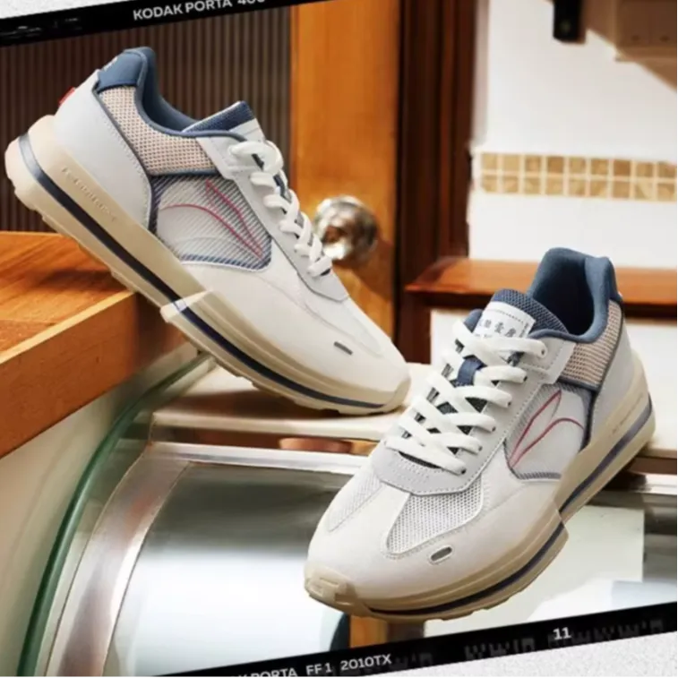 361° Anti Slip Wear Resistant Low Top Casual Shoes Men's White Blue-4
