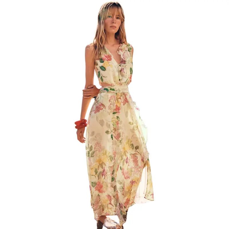 ZARA Sleeveless Dresses Women's Green-1