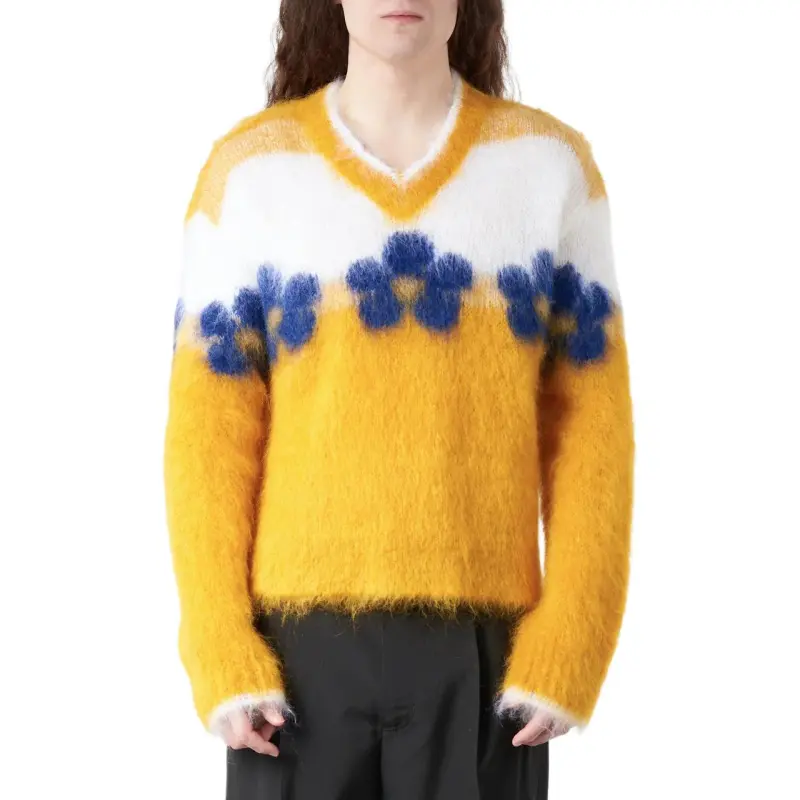 MARNI V Neck Floral Pattern Sweater-4