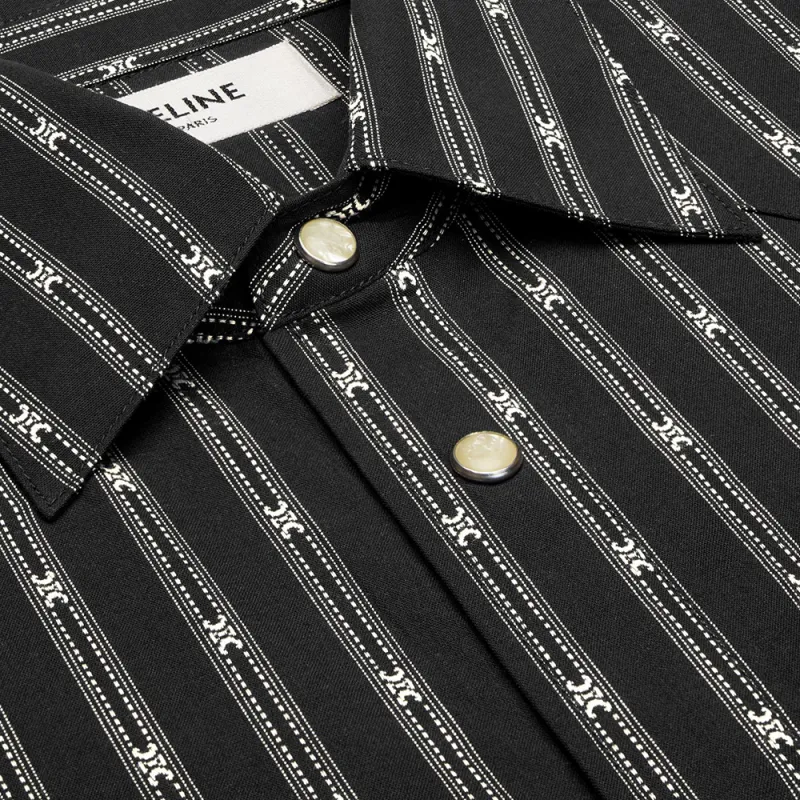 CELINE Western Shirt In Triomphe Striped Cotton-2