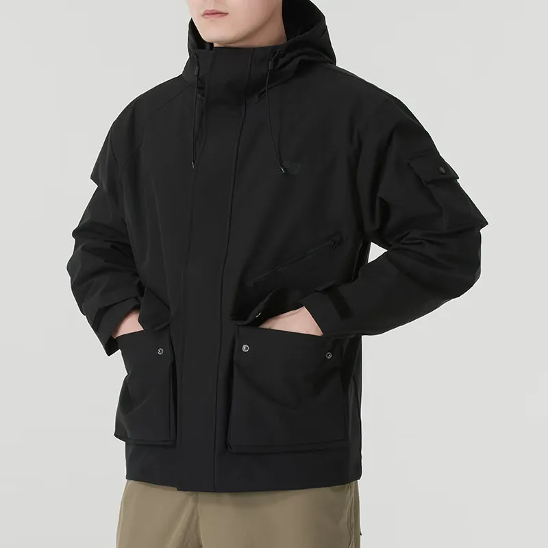 New Balance SS25 Clean Solid Color Minimalist Style Large Pocket Practical Hooded Jacket Men's Black-2