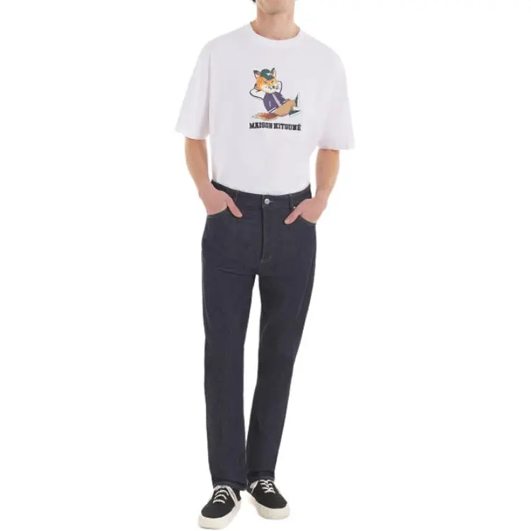 Maison Kitsune Dressed Fox Printed Crewneck T Shirt-4