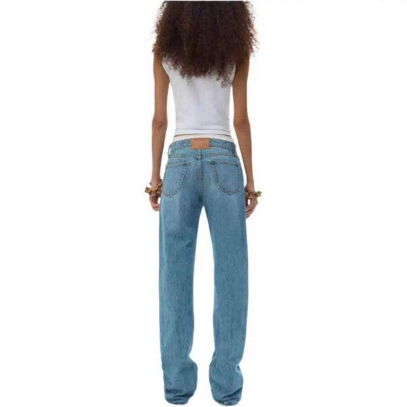 Alexander Wang Mid Rise Relaxed Straight Pointelle Undie Vintage Light Indigo-3