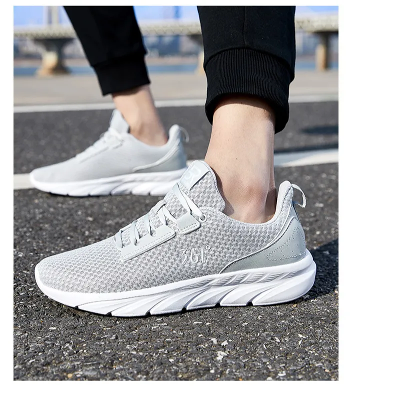 361° Anti-Slip And Wear-Resistant Breathable Running Shoes Men's Gray White-2
