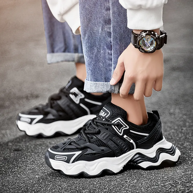 JKEM Cushioned Slip Resistant Abrasion Resistant Low Top Chunky Sneakers Men-3