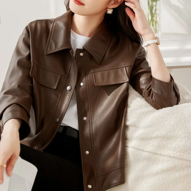 Still Quiet Leather Jacket Coat Women's-3