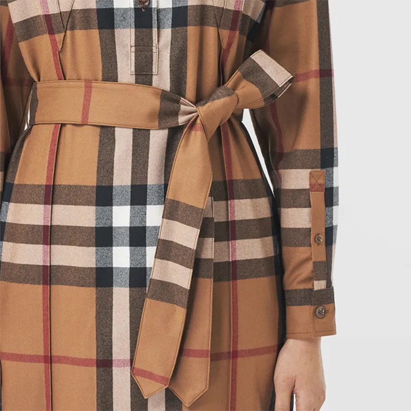 Burberry Long-Sleeved Dresses Women's Brown-5