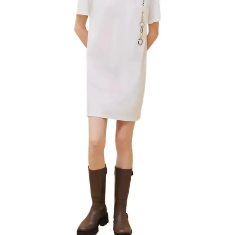 HERMES Short-Sleeved Dresses Women's Gray White-4