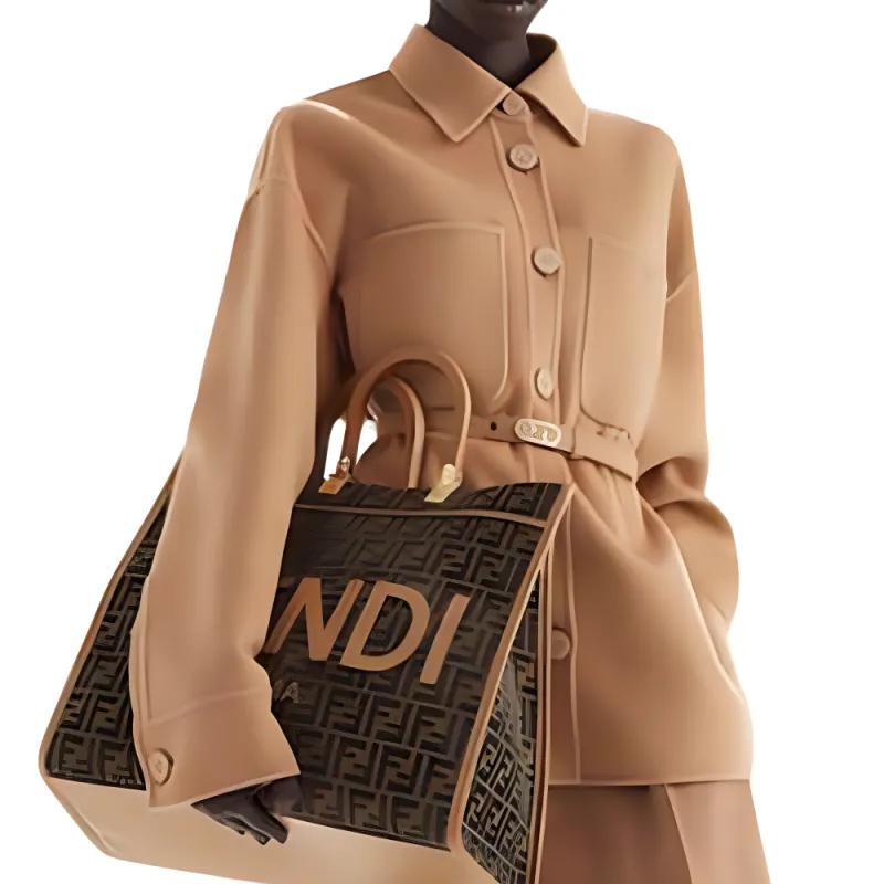 FENDI FW22 Velvet feel Coat Women's Khaki-3