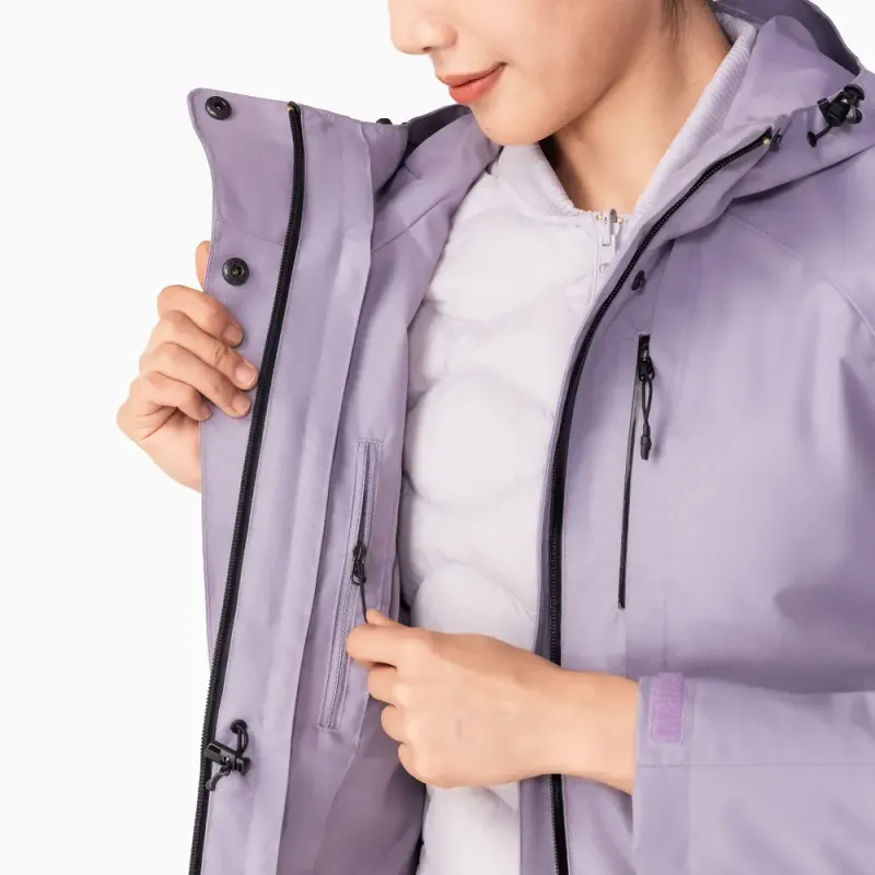 DECATHLON Waterproof And Warm Windbreaker Jacket Women's Purple/Light Gray-4