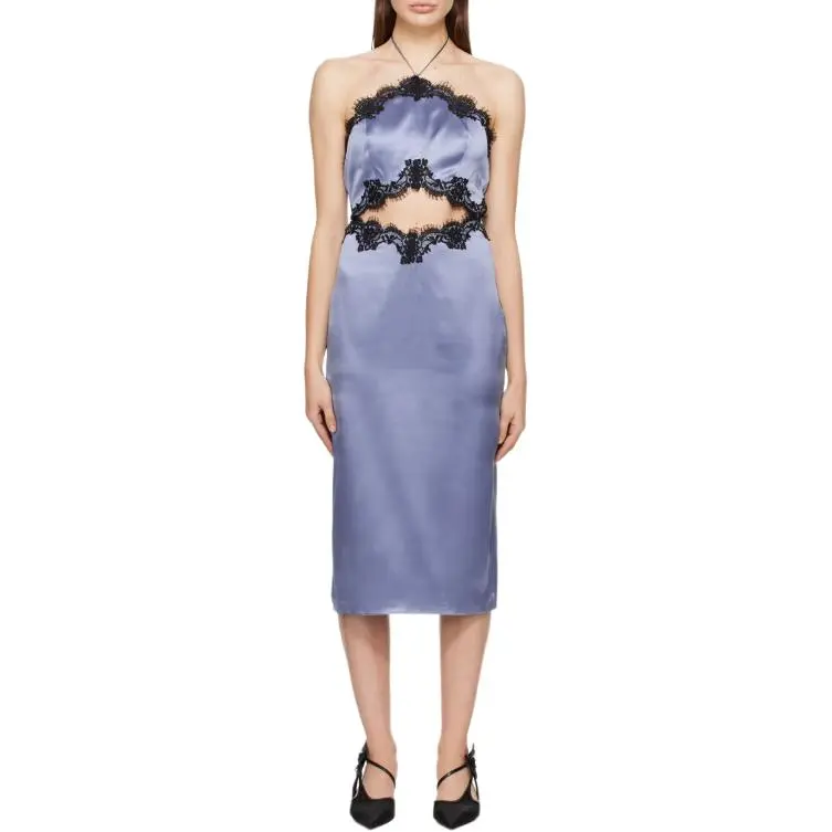 Fleur Du Mal Halterneck Lace Slip Dress-1