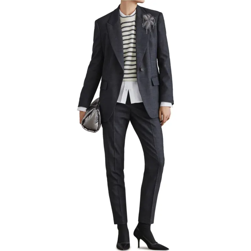 Brunello Cucinelli Floral Detailed Single Breasted Blazer-1