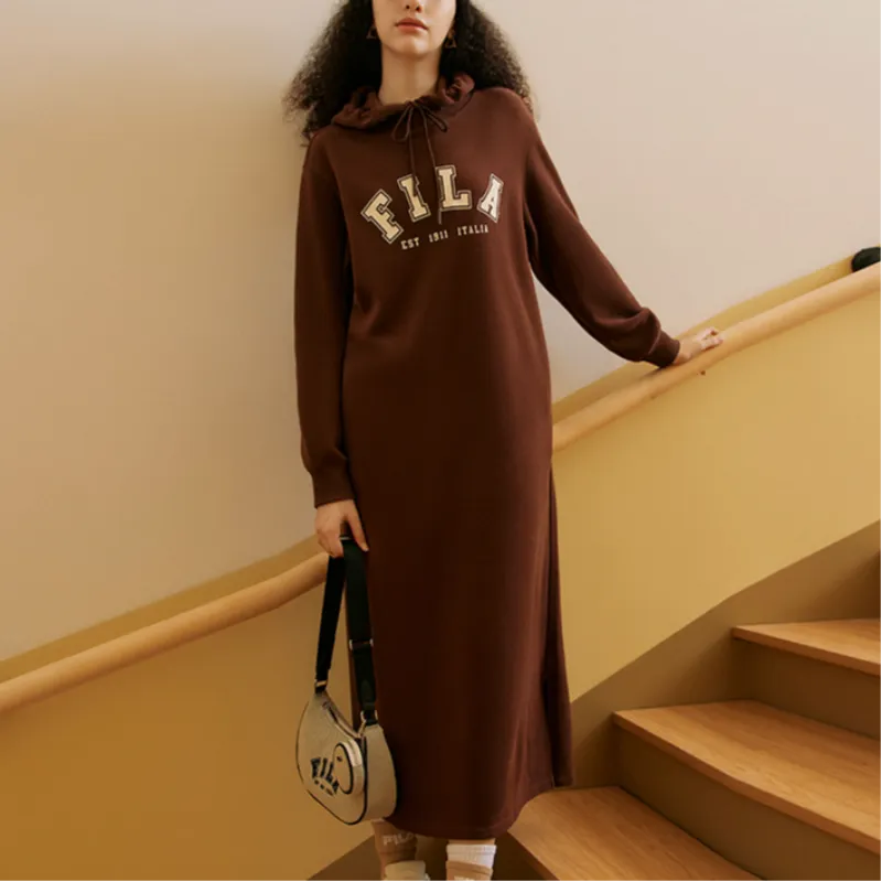 FILA Long Sleeved Dress Women's Brown-2