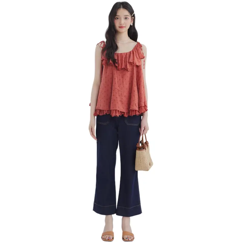 DEAR DEER PUFF Camisole Women's Red-2