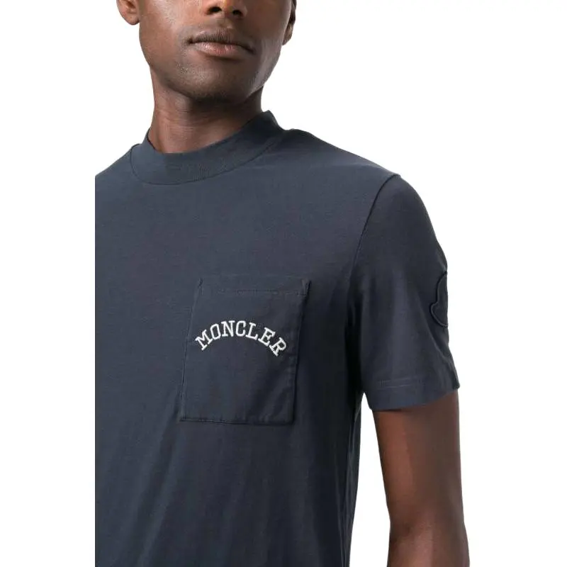 Moncler T-Shirts Men Navy Blue-2