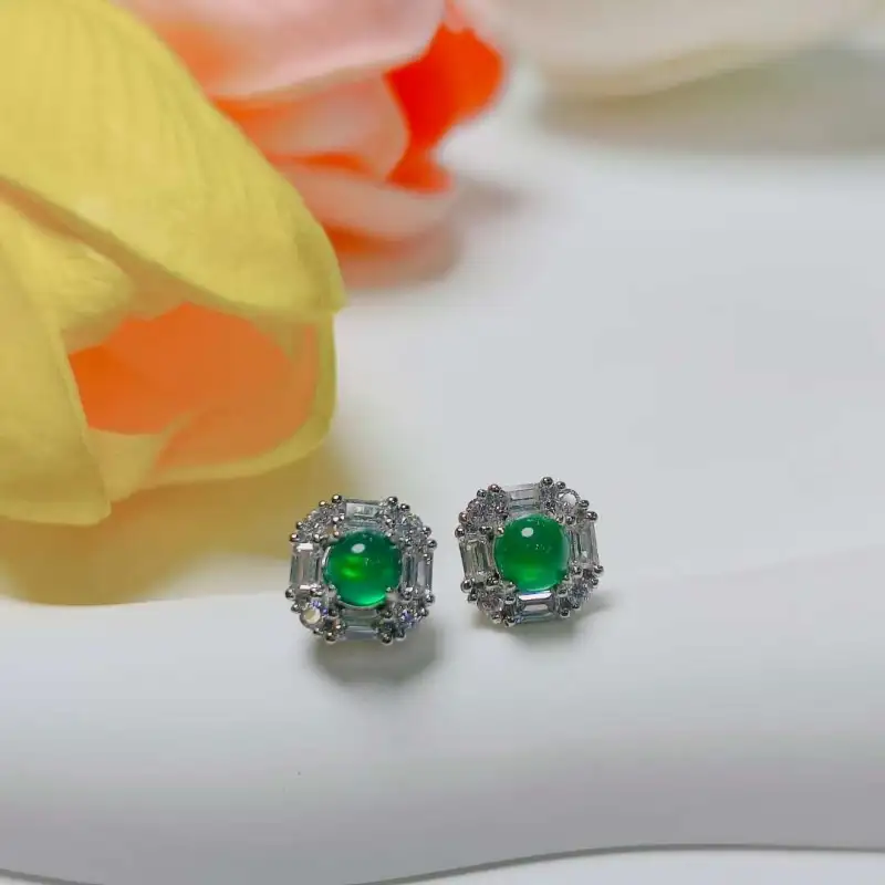 Gifts Chalcedony Stud Earrings Unisex-7