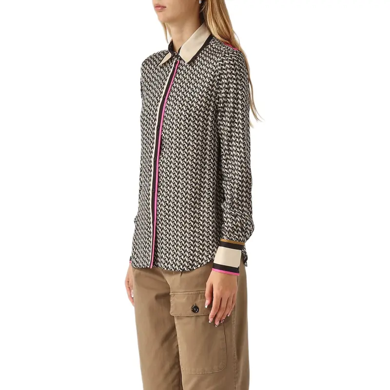 PINKO New Nora Geometric Printed Twill Weave Shirt-4