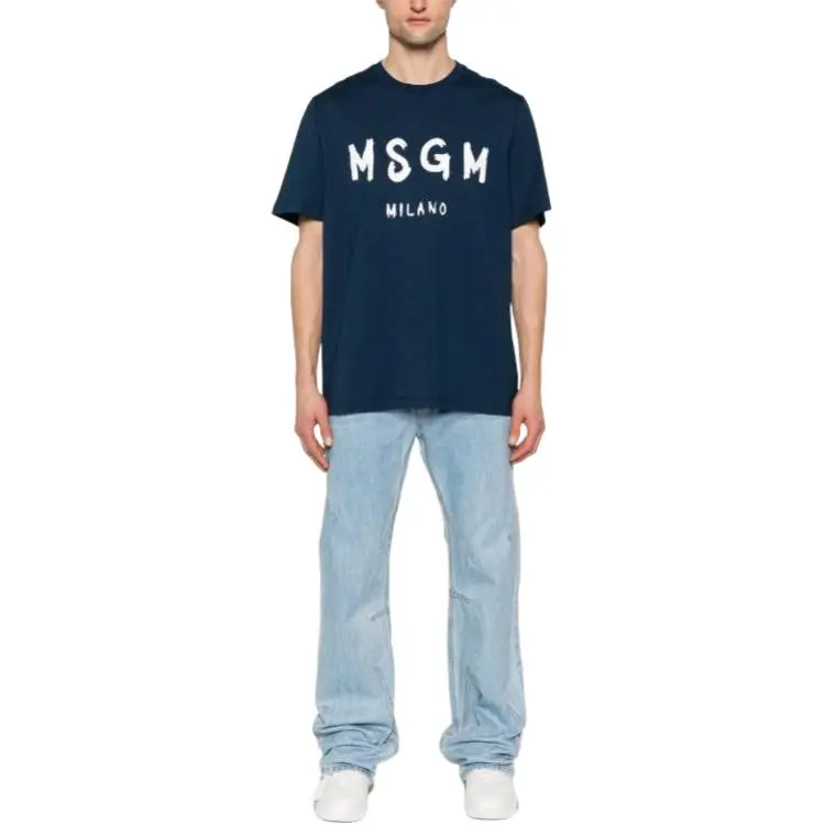 MSGM Logo Printed Crewneck T Shirt-1