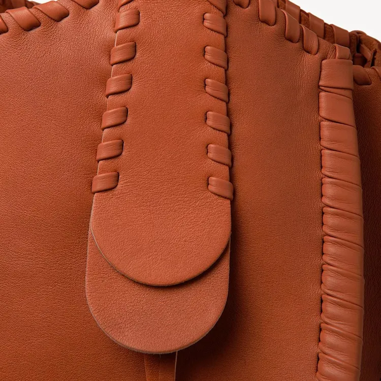 Chloe Mony Calfskin Tote Bag Shopping Bag Shoulder Bag Handbag Medium Size Women's Orange-3