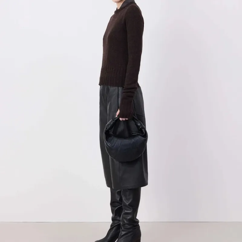 Lemaire Croissant Series Lambskin Croissant Bag Handbag Mini Women's Black-7