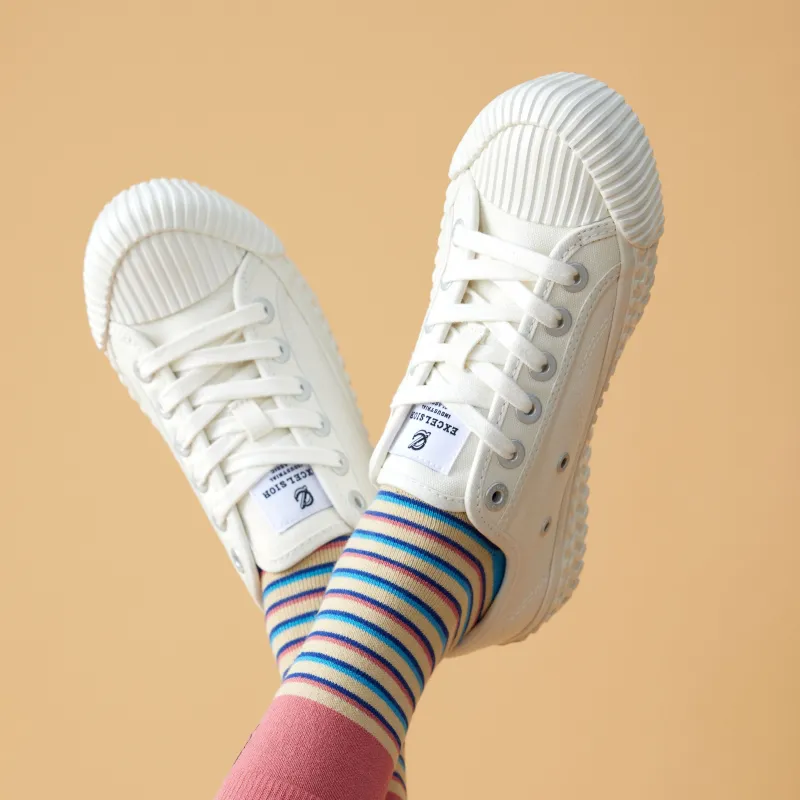 EXCELSIOR Height Increasing Lightweight Breathable Low Top Canvas Shoes Unisex Steam White-7
