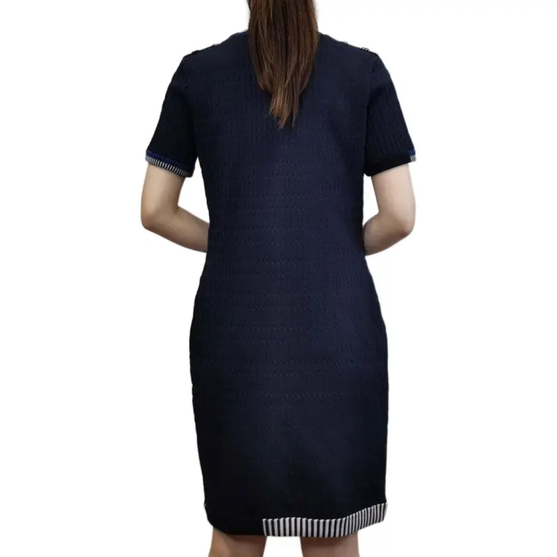 CHANEL Short Sleeved Dresses Women's Blue-2