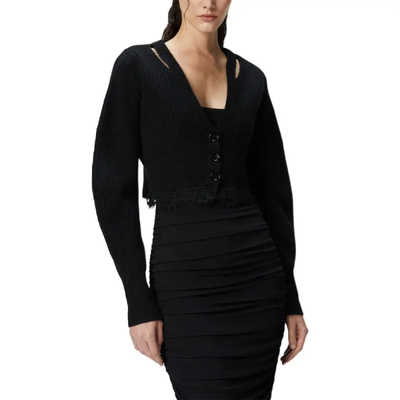PINKO V Neck Long Sleeved Cropped Cardigan-4
