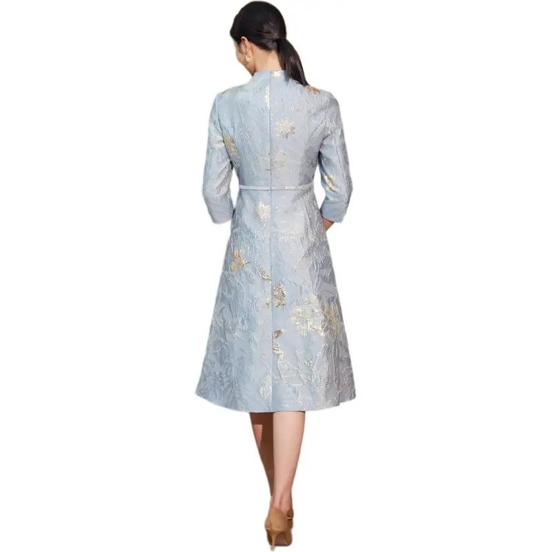 BBLLUUEE Long Sleeved Dress Women's Aqua Blue-1