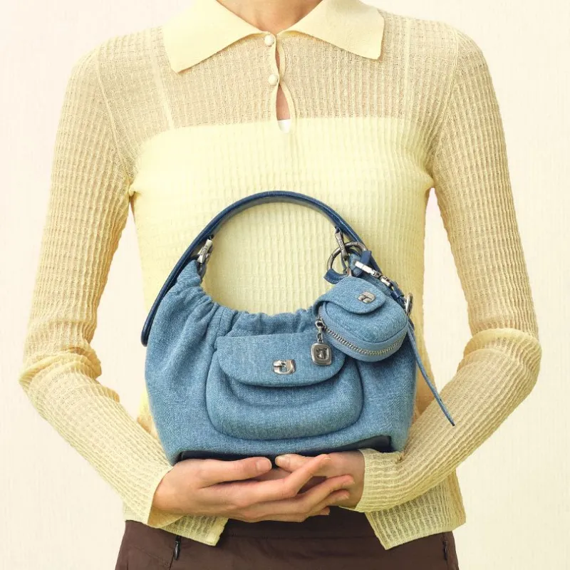 KUNOGIGI Fabric Handbag Women's Denim Blue-4