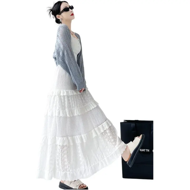 TBSM Casual Long Skirt Women's White-4