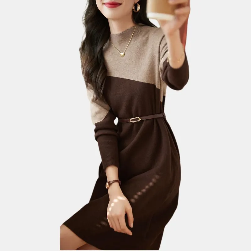 Mo Han Yi Mei Long Sleeved Dresses Women's Light Coffee-3