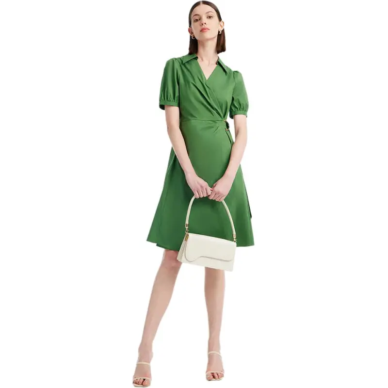 GOELIA Short Sleeved Dress Women's Forest Green-1