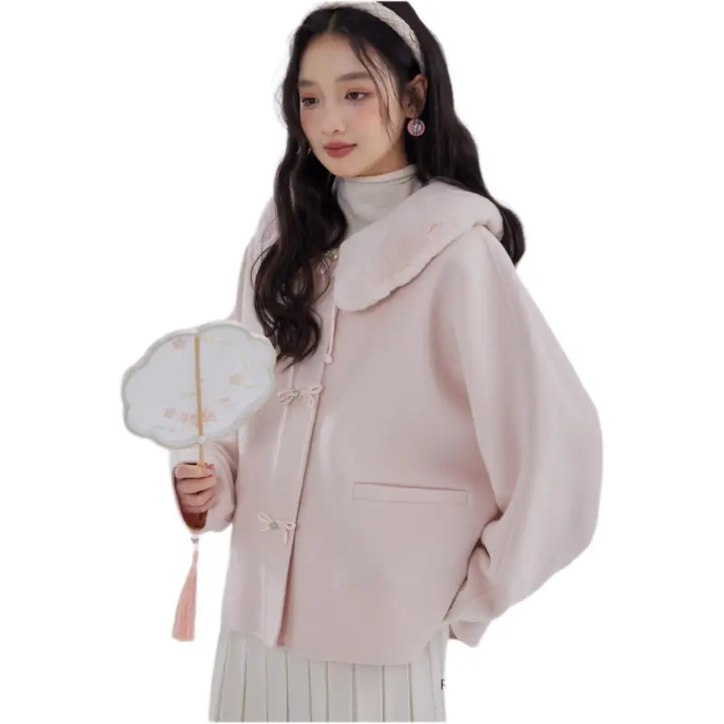 DEAR DEER PUFF Coats Women's Pink-2