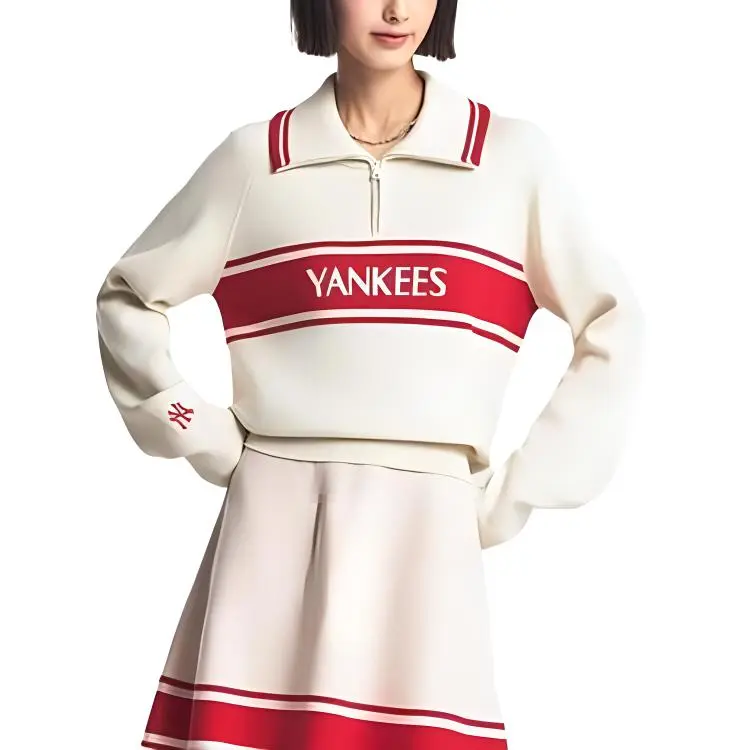 MLB New York Yankees Sweatshirt Women's Dark Cream-2